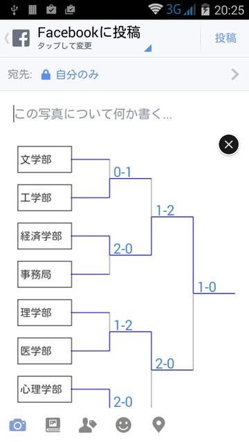 リーグ表共有(Facebook)